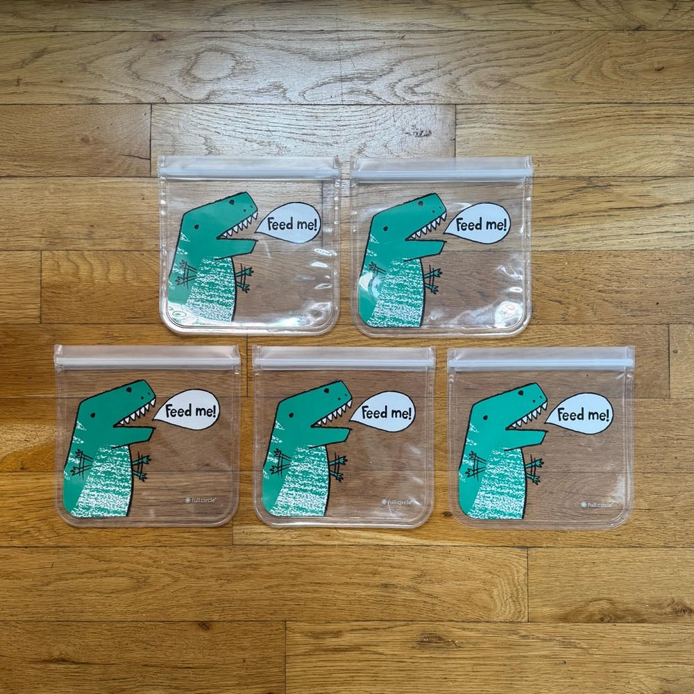 NWOT Full Circle kids dinosaur reusable ziplock bag 5pc bundle